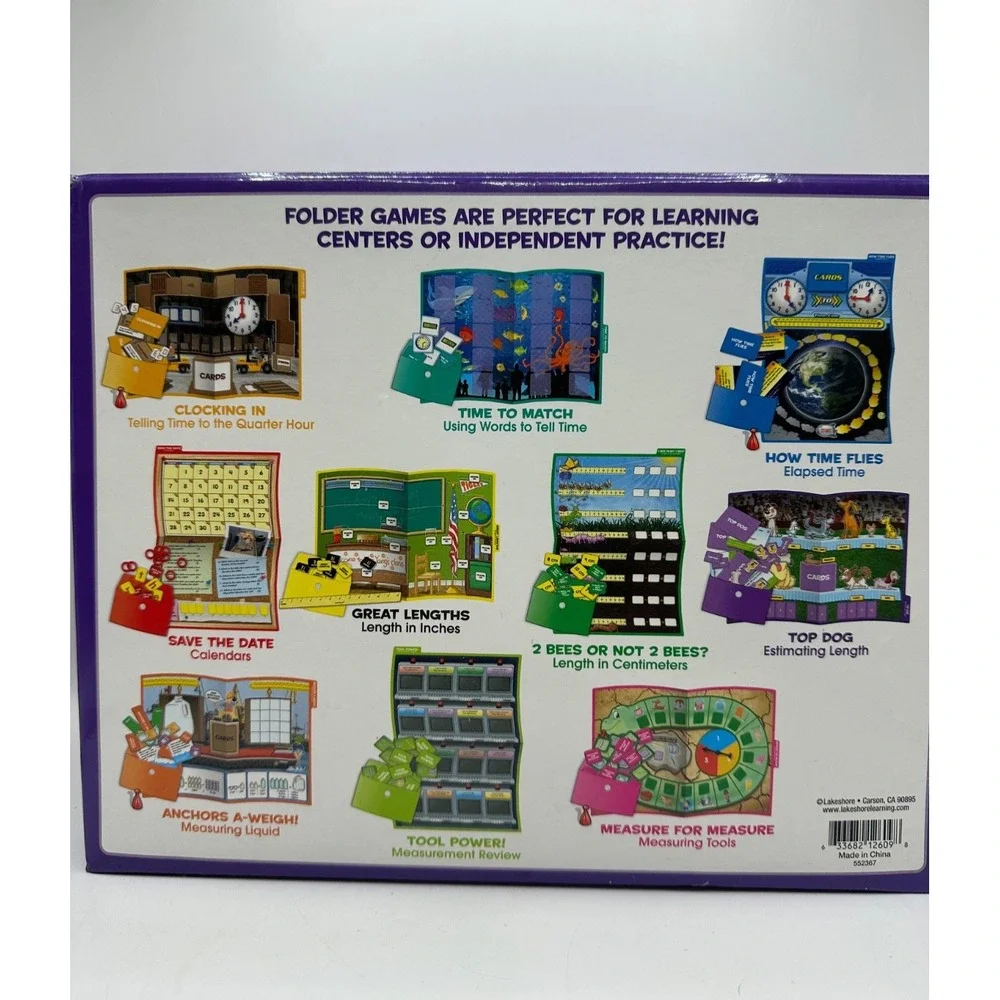 Lakeshore Learning Time & Measurement Elementary Folder Games Grades 2-3 COMPLET